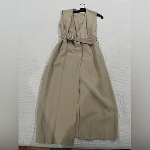 Tahari Beige Maxi Dress with Belt